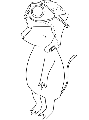 Mouse Pilot Coloring Page